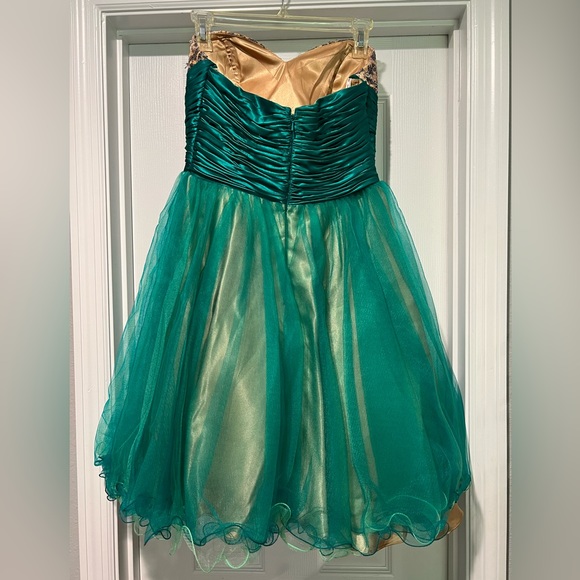 Juliet Fashion Milex Dress: Teal, Gold, Cheetah Print. Medium. Like New. - Picture 2 of 6